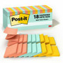 Post-it Dispenser Notes - Beachside Caf&eacute Color Collection - 3" Flag/Note Width x 3" Flag/Note Length - Rectangle - Fresh Mint, Sunnyside, Papaya Fizz