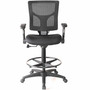 Lorell Conjure Office Stool - Fabric, Polyurethane, Molded Foam Seat Material - Black - Armrest