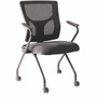 Lorell Conjure Mesh Training Chairs with Arms - Polyurethane, Molded Foam, Fabric Seat Material - Black - Armrest