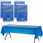 Genuine Joe Plastic Rectangular Table Covers - 108" Length x 54" Width - Plastic - Blue - 6/Pack