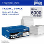 Brother TN229XL2PK High-Yield Toner, 3,000 Page-Yield, Black, 2/Pack