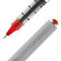 uniball VISION Rollerball Pen, Stick, Fine 0.7 mm, Red Ink, Silver/Red/Clear Barrel, Dozen