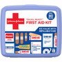 Johnson & Johnson Travel Ready First Aid Kit - 80 x Piece(s) - 5.5" Height x 6.3" Width x 1.7" Depth - Plastic Case - Blue