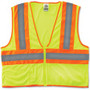 Ergodyne Class 2 Two-tone Lime Vest - Small/Medium - Lime - Reflective, Machine Washable, Lightweight, Pocket, Zipper Closure