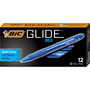 BIC GLIDE Bold Ballpoint Pen, Retractable, Bold 1.6 mm, Blue Ink, Translucent Blue Barrel, Dozen (BICVLGB11BE) View Product Image