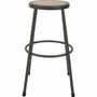 Lorell Metal Shop Stool - Wood, Medium Density Fiber (MDF) Seat Material - Light Gray - Metal - (LLR83082)