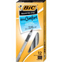 BIC Round Stic Grip Xtra Comfort Ballpoint Pen, Stick, Fine 0.8 mm, Black Ink, Gray/Black Barrel, Dozen