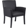Boss Box Arm Guest Chair - Vinyl Seat Material - Four-legged Base - Black