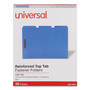 Universal Deluxe Reinforced Top Tab Fastener Folders, 0.75" Expansion, 2 Fasteners, Letter Size, Blue Exterior, 50/Box