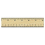 Universal Flat Wood Ruler w/Double Metal Edge, Standard, 12" Long, Clear Lacquer Finish