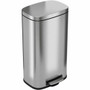 HLS Commercial Stainless Steel Soft Step Trash Can - 8 gal Capacity - Fire Resistant - Smooth, Pedal Control, Fingerprint Resistant, Smudge Resistant, Lid Locked, Rubber Feet, Handle, Non-skid, Removable Inner Bin - HLCHLSS08R
