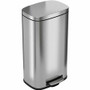 HLS Commercial Stainless Steel Soft Step Trash Can - 8 gal Capacity - Fire Resistant - Smooth, Pedal Control, Fingerprint Resistant, Smudge Resistant, Lid Locked, Rubber Feet, Handle, Non-skid, Removable Inner Bin - HLCHLSS08R