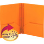 Smead Letter Fastener Folder - 8 1/2" x 11" - 180 Sheets Capacity - 2 x Double Tang Fastener(s) - 2 Internal Pocket(s) - Orange