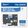 Brother P-Touch TZe Laminated Removable Label Tapes, 0.47" x 26.2 ft, White on Blue