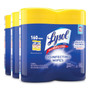 LYSOL Brand Disinfecting Wipes, 1-Ply, 7 x 7.25, Lemon and Lime Blossom, White, 80 Wipes/Canister, 2 Canisters/Pack, 3 Packs/Carton