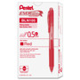 Pentel EnerGel-X Gel Pen, Retractable, Fine 0.5 mm, Red Ink, Translucent Red/Red Barrel, Dozen