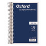 TOPS Wirebound Five-Subject Notebook, Wide/Legal Rule, Navy Cover, (175) 9.5 x 6 Sheets