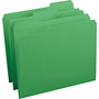 Smead Reinforced Top Tab Colored File Folders, 1/3-Cut Tabs: Assorted, Letter Size, 0.75" Expansion, Green, 100/Box