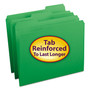 Smead Reinforced Top Tab Colored File Folders, 1/3-Cut Tabs: Assorted, Letter Size, 0.75" Expansion, Green, 100/Box