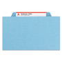 Smead Eight-Section Pressboard Top Tab Classification Folders, Eight SafeSHIELD Fasteners, 3 Dividers, Legal Size, Blue, 10/Box