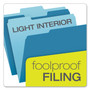 Pendaflex Colored File Folders, 1/3-Cut Tabs: Assorted, Letter Size, Blue/Light Blue, 100/Box