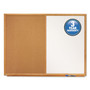 Quartet Combination Board, 36" x 24", Brown/White Surface, Oak Finished Fiberboard (MDF) Frame