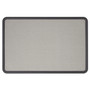 Quartet Contour Fabric Bulletin Board, 48" x 36", Gray Surface, Black Plastic Frame