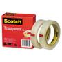Scotch Transparent Tape, 3" Core, 0.75" x 72 yds, Transparent, 2/Pack