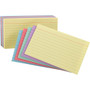 Oxford Ruled Rainbow Pack Index Cards - 5" x 8" - Sustainable Forestry Initiative (SFI) - Acid-free - Cherry, Blue, Green, Canary, Violet