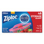 Ziploc Double Zipper Storage Bags, Triple System Seal, Quart, 9.63" x 8.5", Clear, 48/Box
