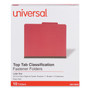 Universal Bright Colored Pressboard Classification Folders, 2" Expansion, 1 Divider, 4 Fasteners, Letter Size, Ruby Red, 10/Box