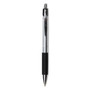 Universal Comfort Grip Ballpoint Pen, Retractable, Medium 1 mm, Black Ink, Silver/Black Barrel, Dozen
