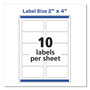 Avery Shipping Labels w/ TrueBlock Technology, Inkjet Printers, 2 x 4, White, 10/Sheet, 10 Sheets/Pack