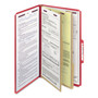 Smead Six-Section Pressboard Top Tab Classification Folders, Six SafeSHIELD Fasteners, 2 Dividers, Legal Size, Bright Red, 10/Box