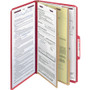 Smead Six-Section Pressboard Top Tab Classification Folders, Six SafeSHIELD Fasteners, 2 Dividers, Legal Size, Bright Red, 10/Box