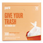 Perk Twist-Tie Light-Duty Can Liners, 10 gal, 0.36 mil, 24" x 24", Clear, Flat Pack, 300/Box