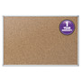 Mead Economy Cork Board with Aluminum Frame, 36" x 24", Tan Surface, Satin Aluminum Frame
