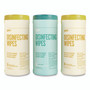 Perk Disinfecting Wipes, 7 x 8, Fresh/Lemon, White, 35 Wipes/Canister, 3 Canisters/Pack