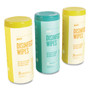 Perk Disinfecting Wipes, 7 x 8, Fresh/Lemon, White, 35 Wipes/Canister, 3 Canisters/Pack