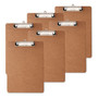 Universal Hardboard Clipboard with Low-Profile Clip, 0.5" Clip Capacity, Holds 8.5 x 11 Sheets, Brown, 6/Pack