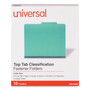 Universal Bright Colored Pressboard Classification Folders, 2" Expansion, 2 Dividers, 6 Fasteners, Letter Size, Emerald Green, 10/Box