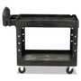 Rubbermaid Commercial BRUTE Heavy-Duty Utility Cart with Lipped Shelves, Plastic, 2 Shelves, 500 lb Capacity, 25.9" x 45.2" x 32.2", Black
