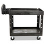 Rubbermaid Commercial Heavy-Duty Utility Cart with Lipped Shelves, Plastic, 2 Shelves, 500 lb Capacity, 25.9" x 45.2" x 32.2", Black (RCP452088BK) View Product Image