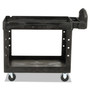 Rubbermaid Commercial BRUTE Heavy-Duty Utility Cart with Lipped Shelves, Plastic, 2 Shelves, 500 lb Capacity, 25.9" x 45.2" x 32.2", Black
