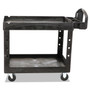 Rubbermaid Commercial BRUTE Heavy-Duty Utility Cart with Lipped Shelves, Plastic, 2 Shelves, 500 lb Capacity, 25.9" x 45.2" x 32.2", Black