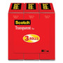 Scotch Transparent Tape, 1" Core, 0.75" x 27.77 yds, Crystal Clear, 3/Pack