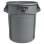 Rubbermaid Commercial Vented Round Brute Container, 20 gal, Plastic, Gray