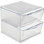 deflecto Stackable Cube Organizer, 2 Compartments, 2 Drawers, Plastic, 6 x 7.2 x 6, Clear (DEF350101) View Product Image