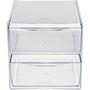 deflecto Stackable Cube Organizer, 2 Compartments, 2 Drawers, Plastic, 6 x 7.2 x 6, Clear (DEF350101) View Product Image