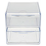 deflecto Stackable Cube Organizer, 2 Compartments, 2 Drawers, Plastic, 6 x 7.2 x 6, Clear (DEF350101) View Product Image